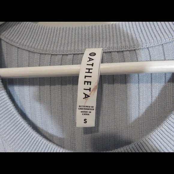 Athleta Sweater Blue Lincoln Park Ribbed Scoop Neck Glacial Womens Small Knit - Picture 5 of 10